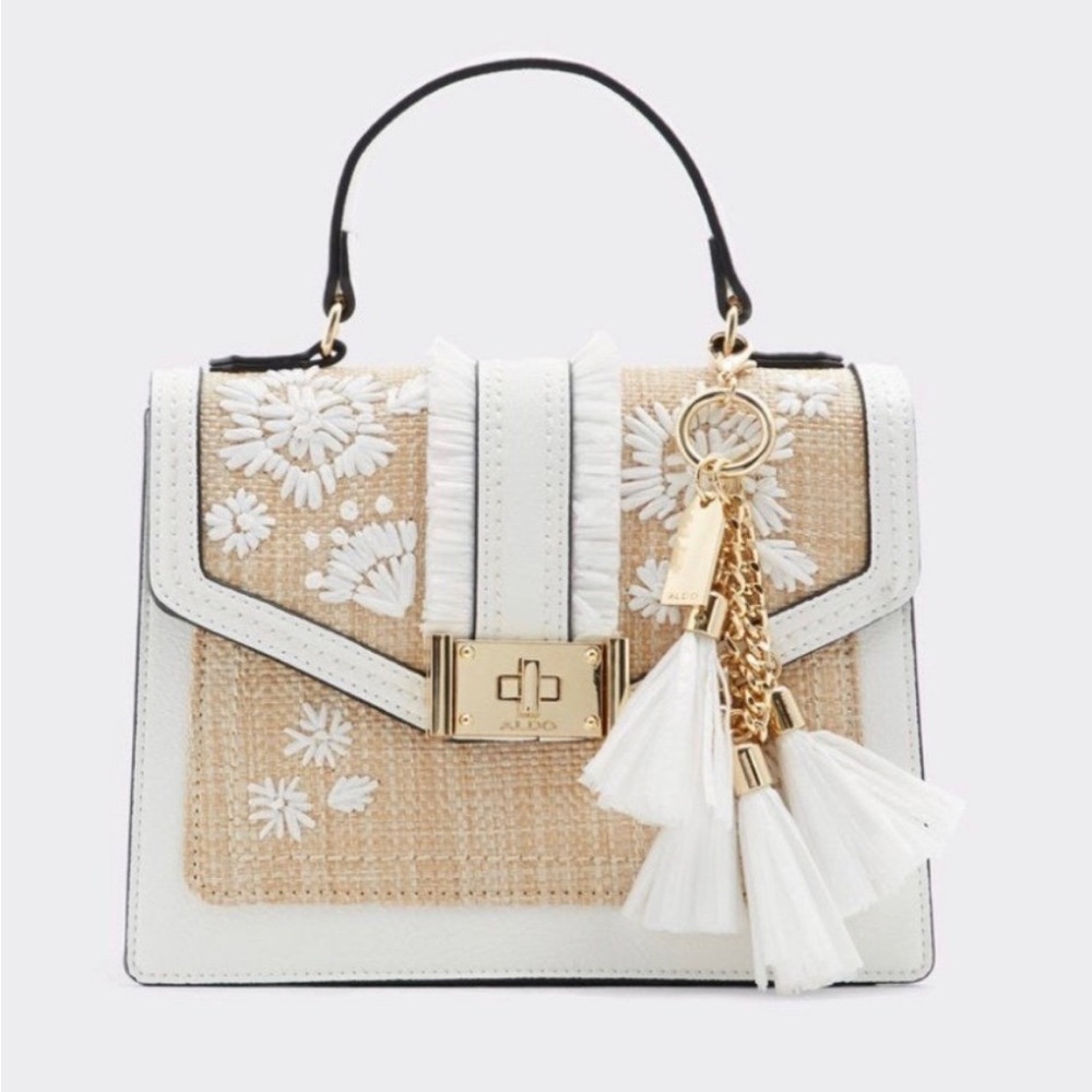 Aldo Oluniel White Embroider Satchel Bag